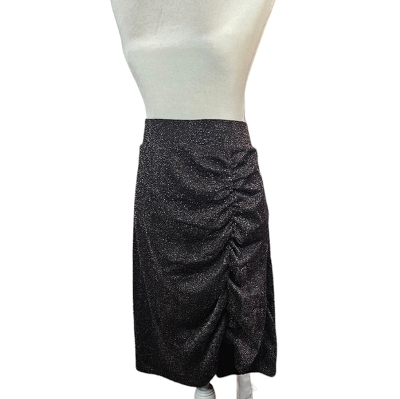 TORRID At The Knee black Glitter Knit Cinched Bodycon Skirt SIZE 26 new year - Picture 2 of 11